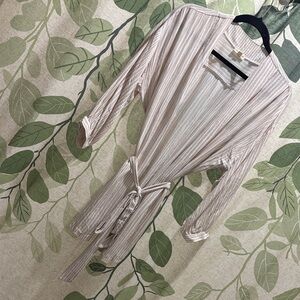 Hem & Thread Cream Striped Cardigan